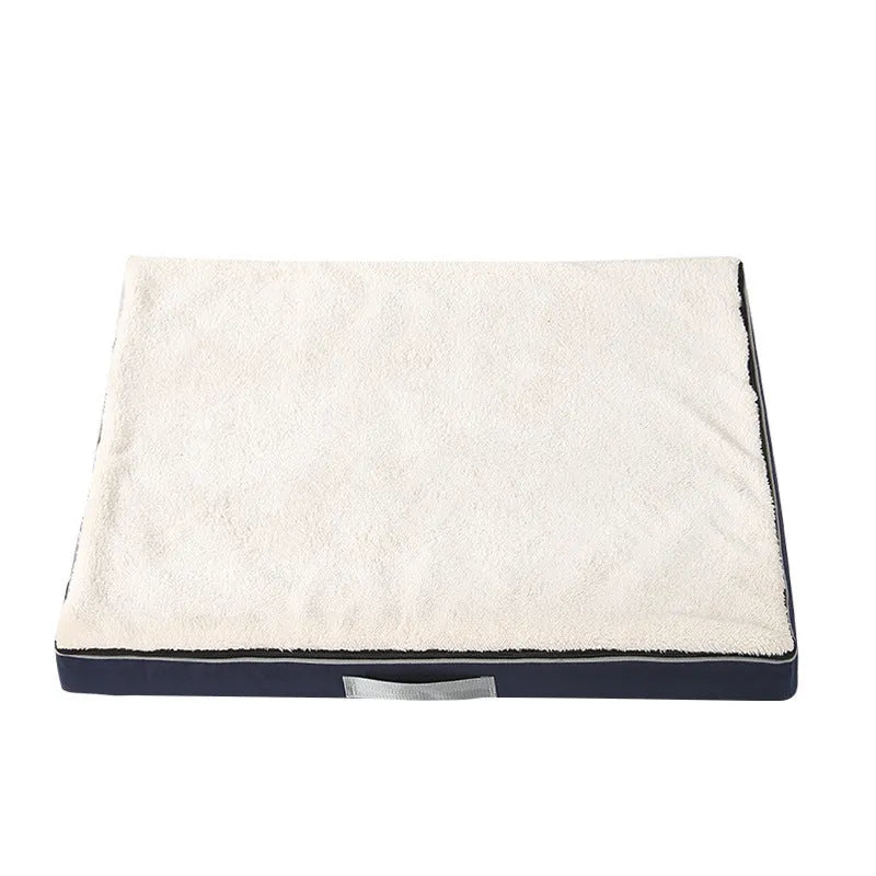 Removable washable memory sponge dog mat in khaki colour, showing thick sponge construction and rectangular shape.