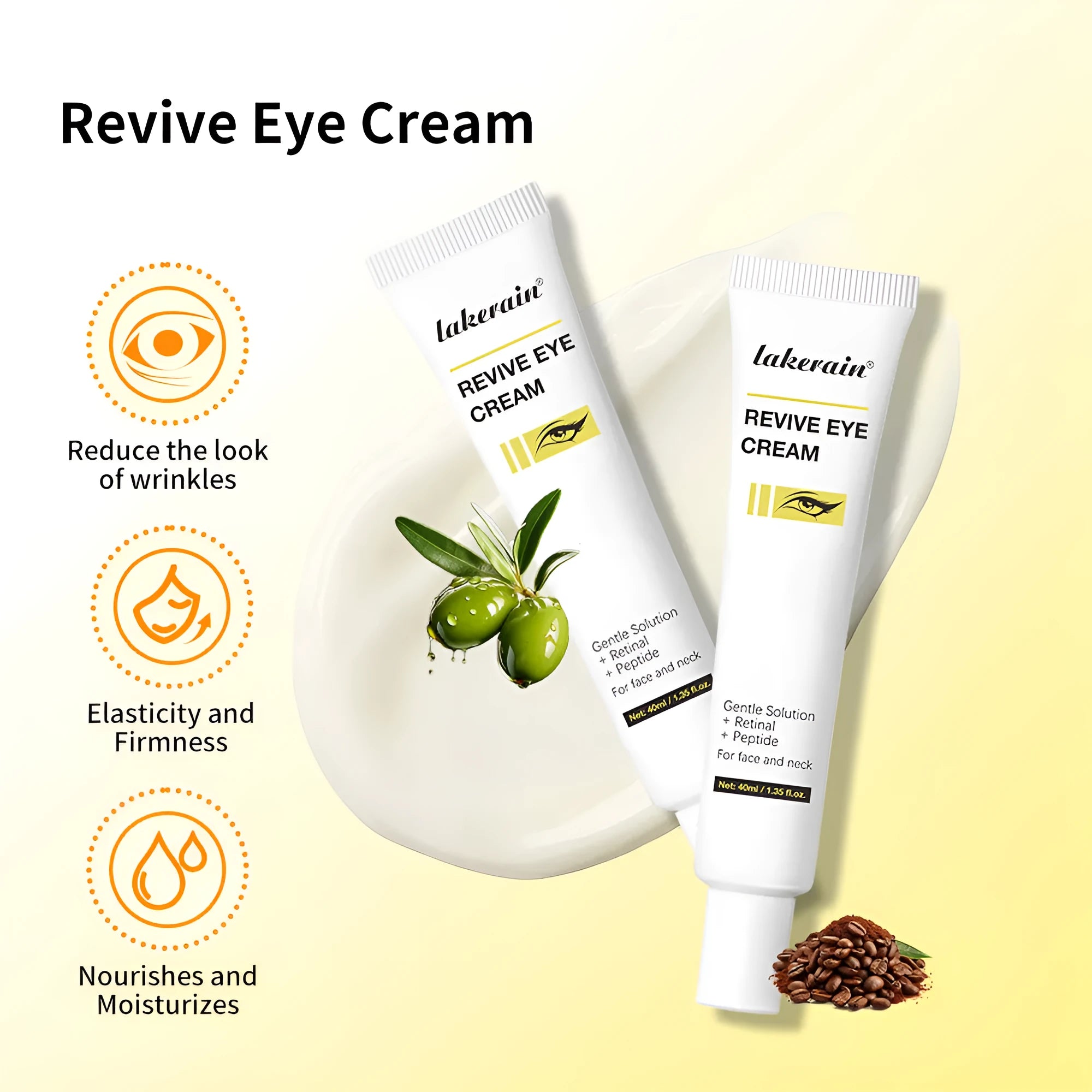 40ml retinol eye cream tube for dark circles and fine lines treatment
