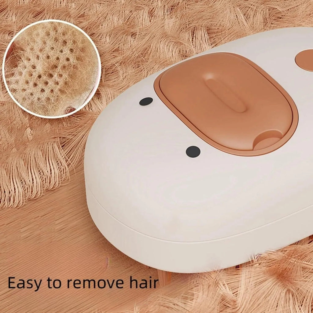 White or yellow rechargeable pet steam brush with water tank and rubber comb teeth
