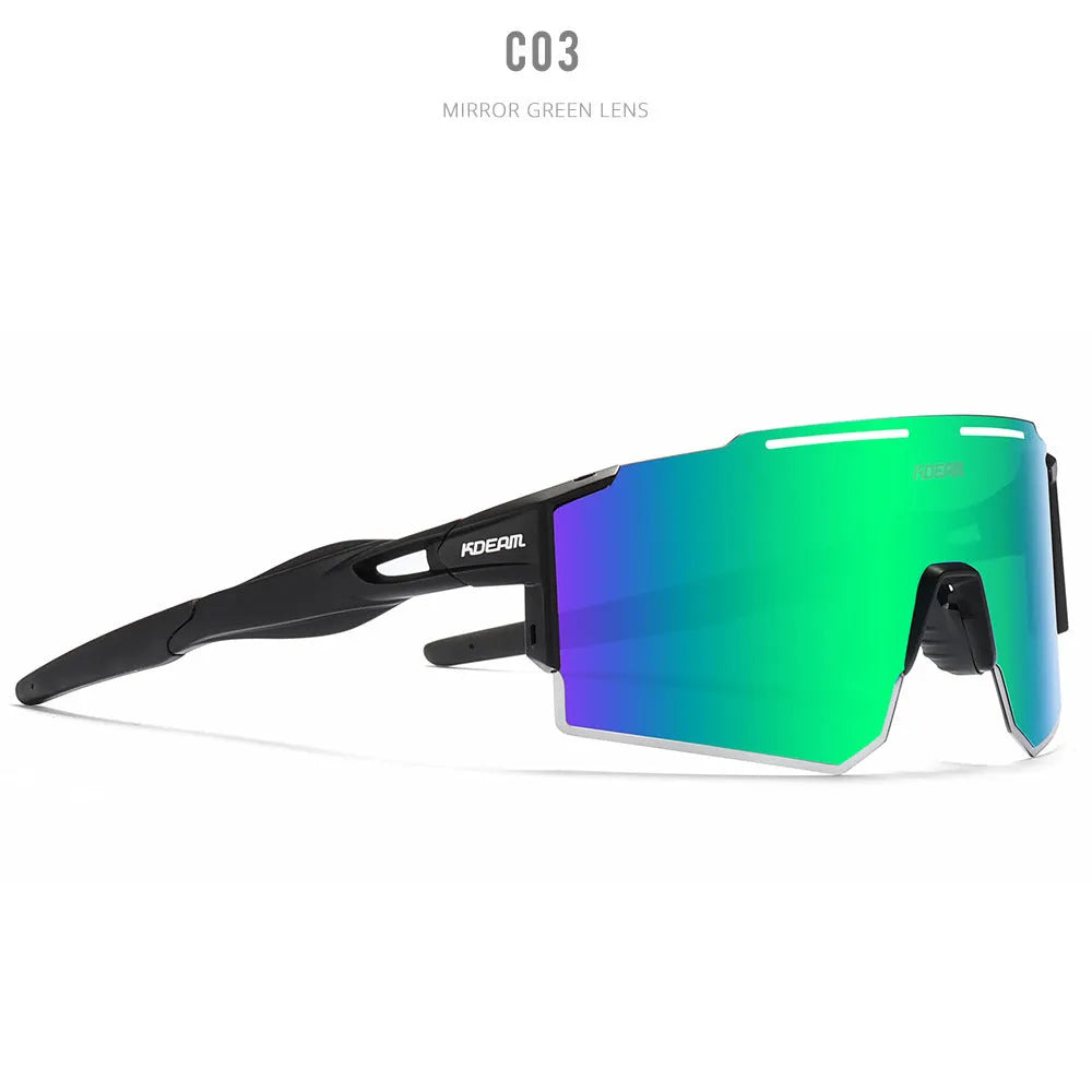 Polarized cycling sunglasses with TR90 frameless sports design in athletic colours