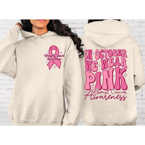Breast Cancer Awareness retro design hoodie with side pocket in multiple colour options