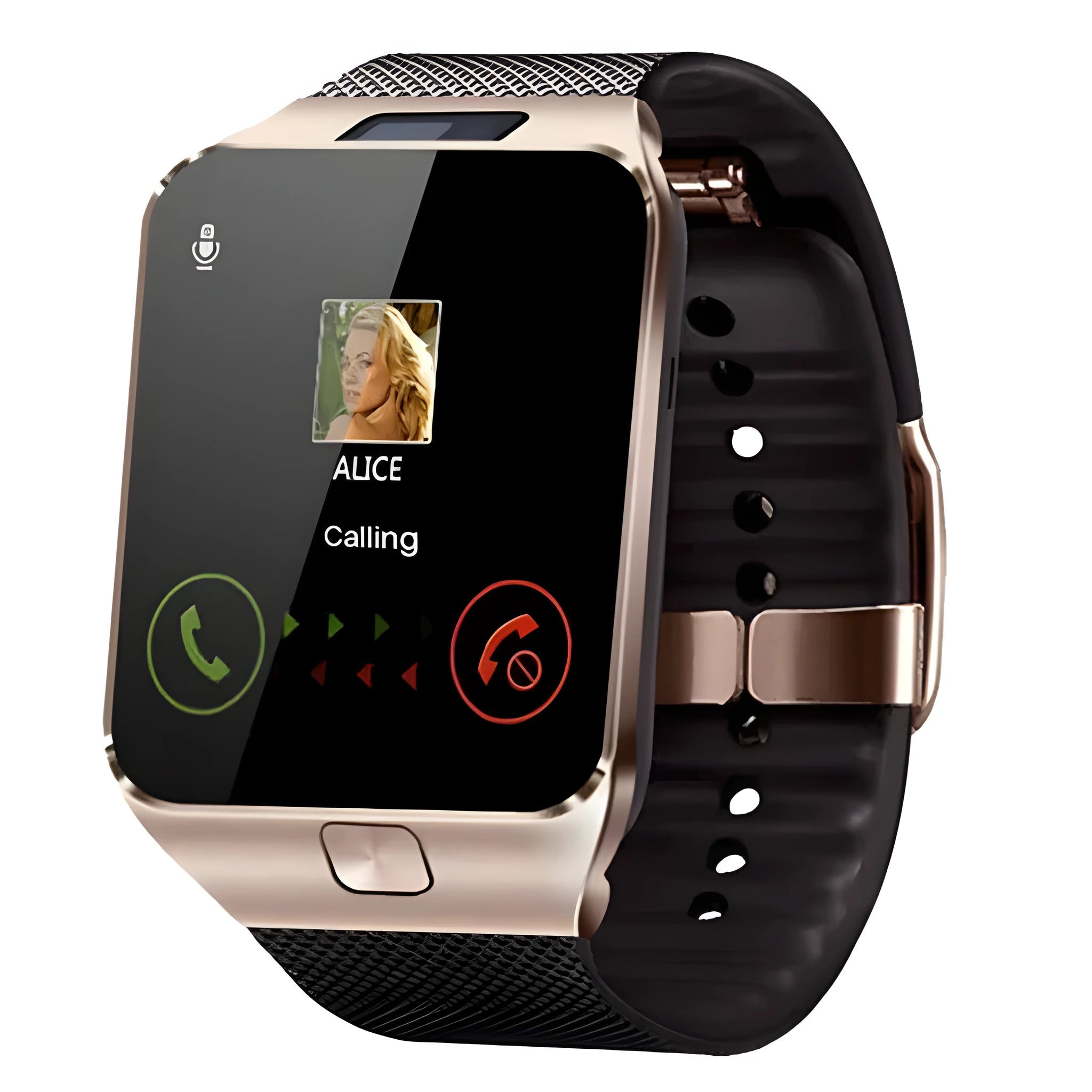 White smart watch with a 1.44-inch screen and wrist strap on a grey background.