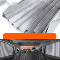 Retractable car sun curtain in thick opaque cloth with roller shutter mechanism