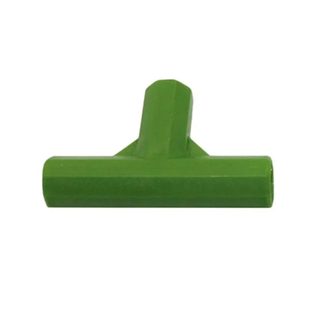 Two white PP plastic garden connectors, one 3-way and one 4-way, for 11mm plant support stakes.