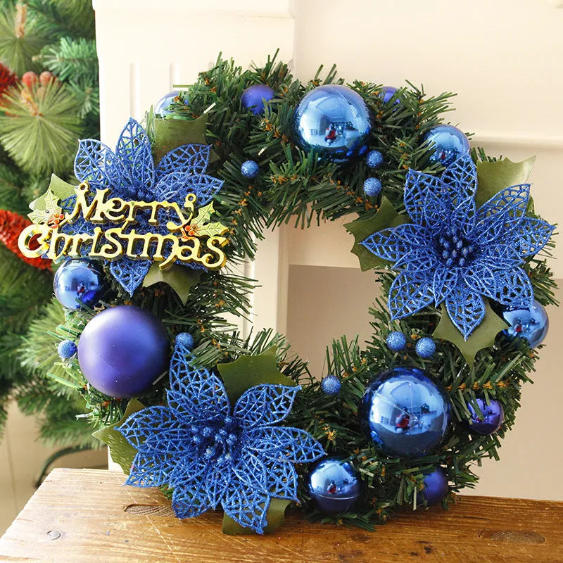30cm plastic Christmas wreath in multiple colours including red gold blue pink purple silver