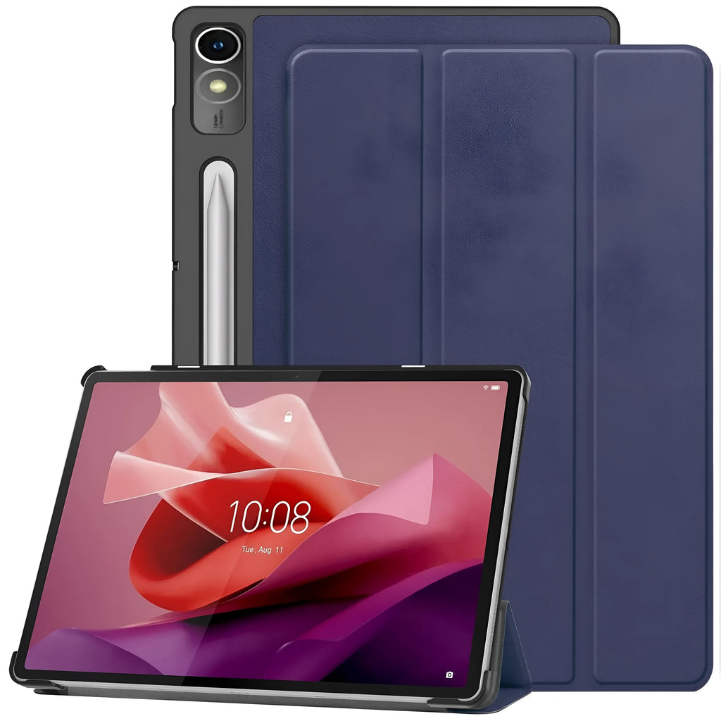 Lenovo Tab P12 12.7-inch tablet protective case with a three-fold stand in various colour and pattern options.