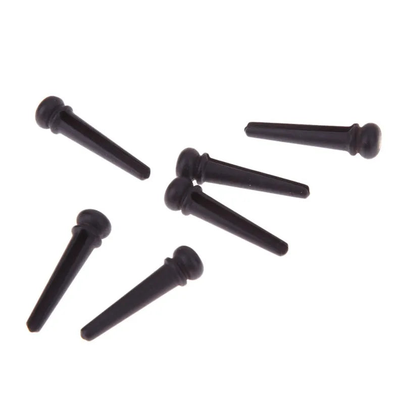 Six ebony guitar string nails with 5.3mm bayonet diameter for folk acoustic guitars