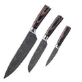 30cm chef knife with Damascus pattern blade and colour steel handle