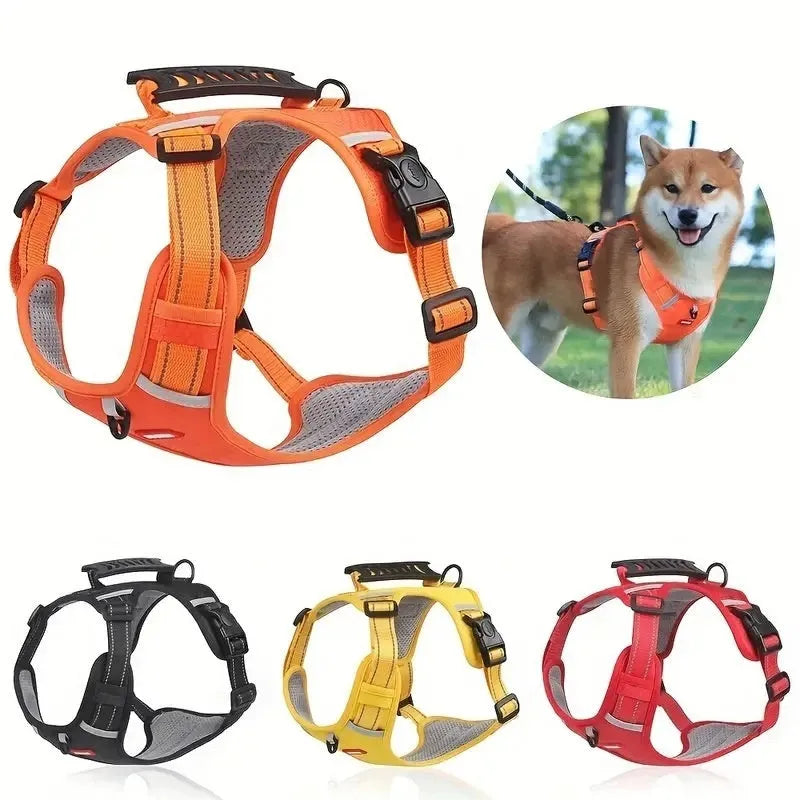 Adjustable polyester dog chest harness traction rope available in multiple colours and sizes