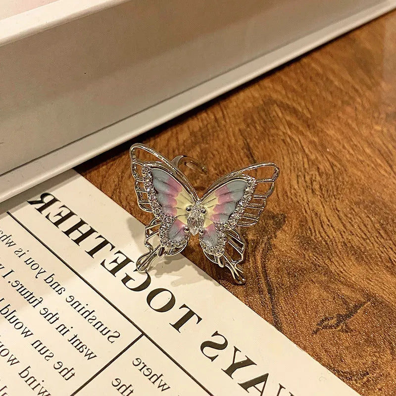 Copper women's ring featuring a creative Chinese butterfly design, available in multiple colours.