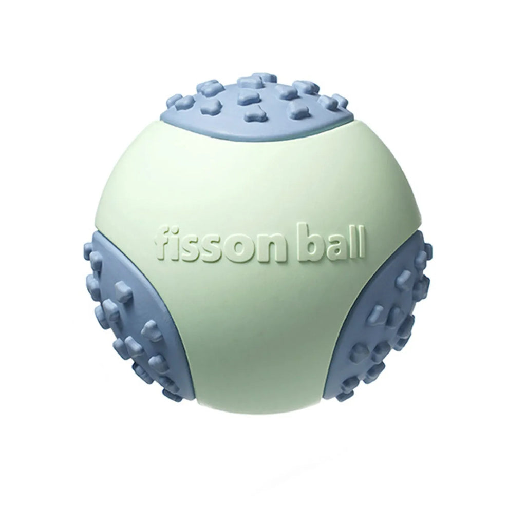 Green and pink rolling ball dog toy for small and medium breeds