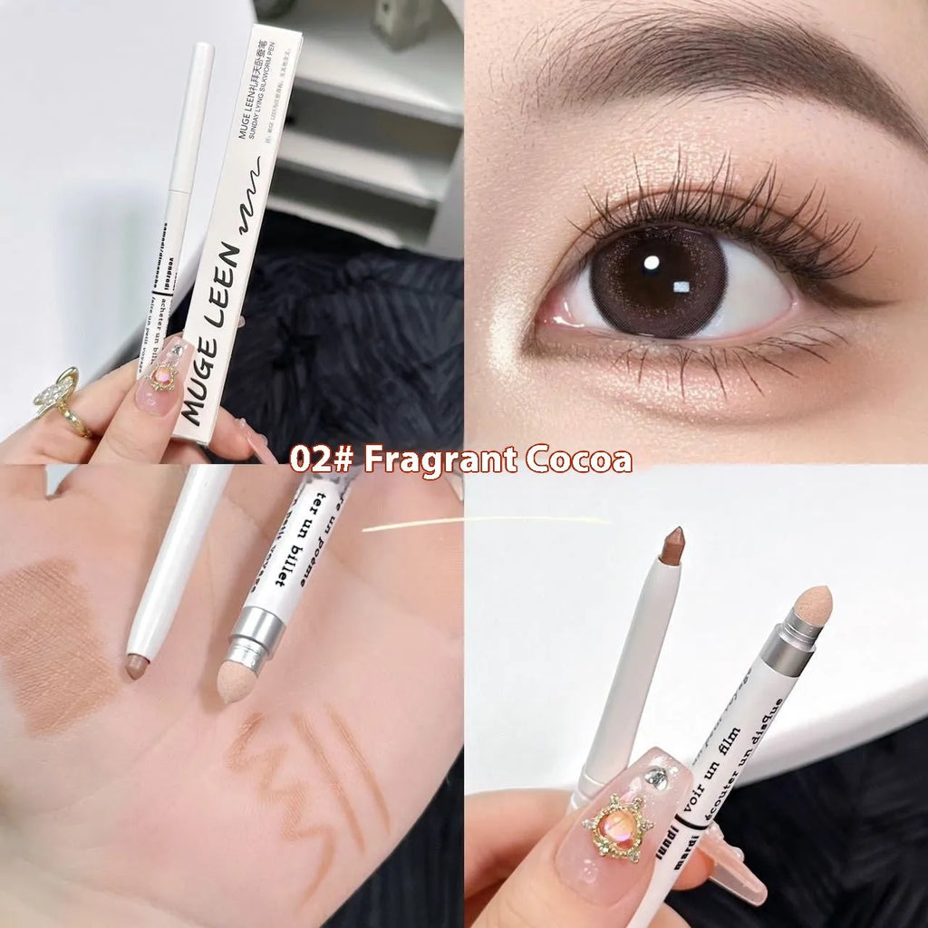 Waterproof 2-in-1 eyeliner and eyeshadow pen in assorted colours on a white background