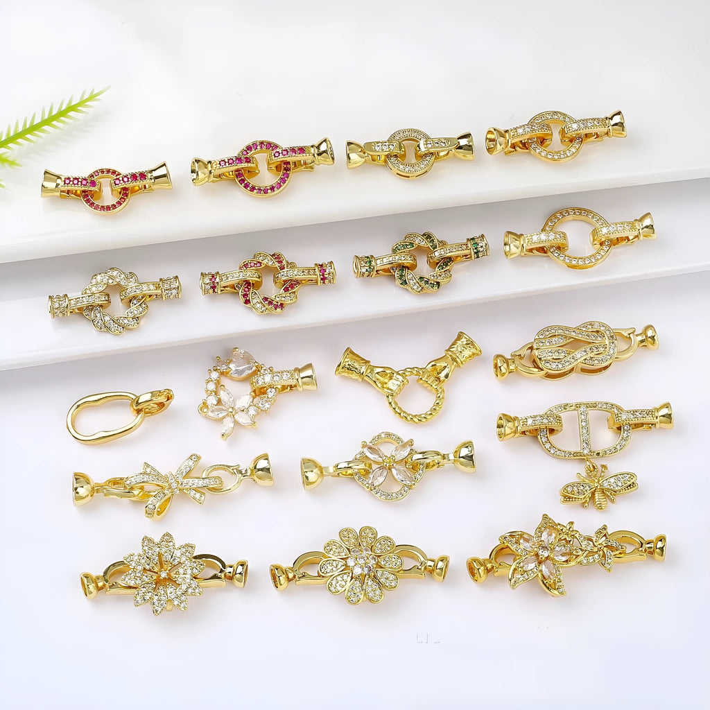 Small gold-coloured metal chain buckle for DIY jewellery making with electroplated finish