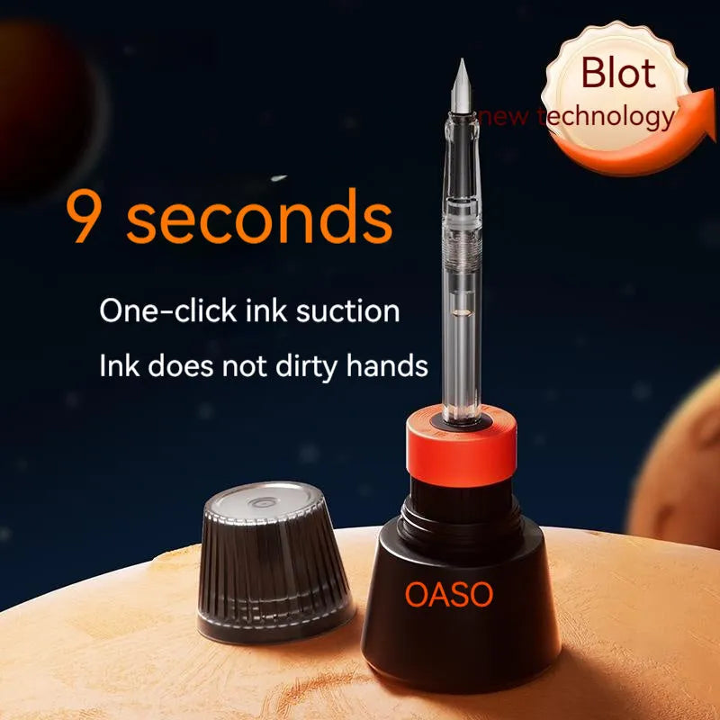 Automatic suction pen set with plastic pen, ink feeder, and choice of 0.5mm or 0.38mm pen heads