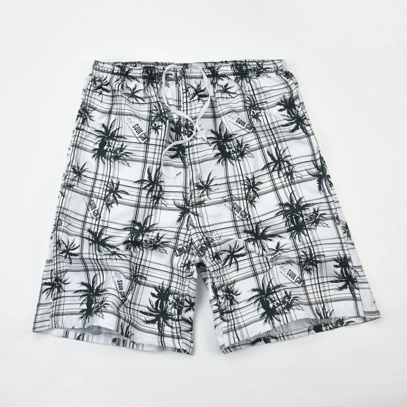 Men's floral print swimming trunks in multiple colour patterns with five-point design
