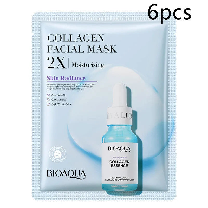 Single white collagen and hyaluronic acid facial sheet mask, 30g gel treatment.