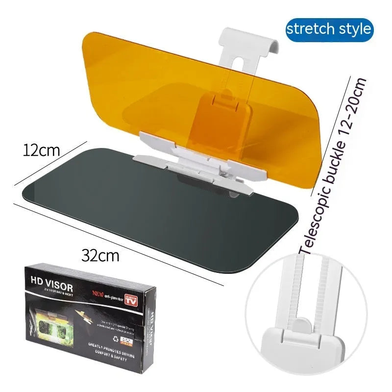 Anti-high beam goggles car sun visor with acrylic lens and telescopic installation system