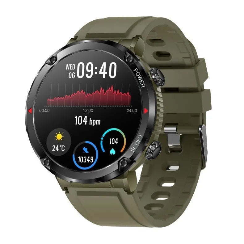 T30 Smart Watch with black silicone strap on a wrist, showing a fitness tracking display on its IPS screen.