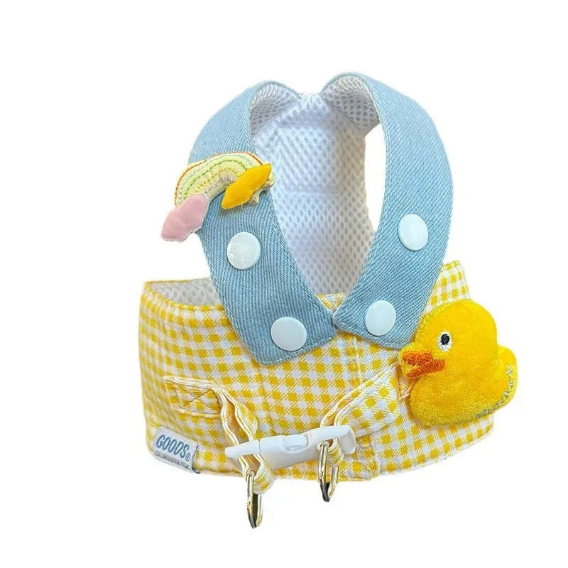 Three piece pet set with wire rope leash harness and cute hat for cats and dogs