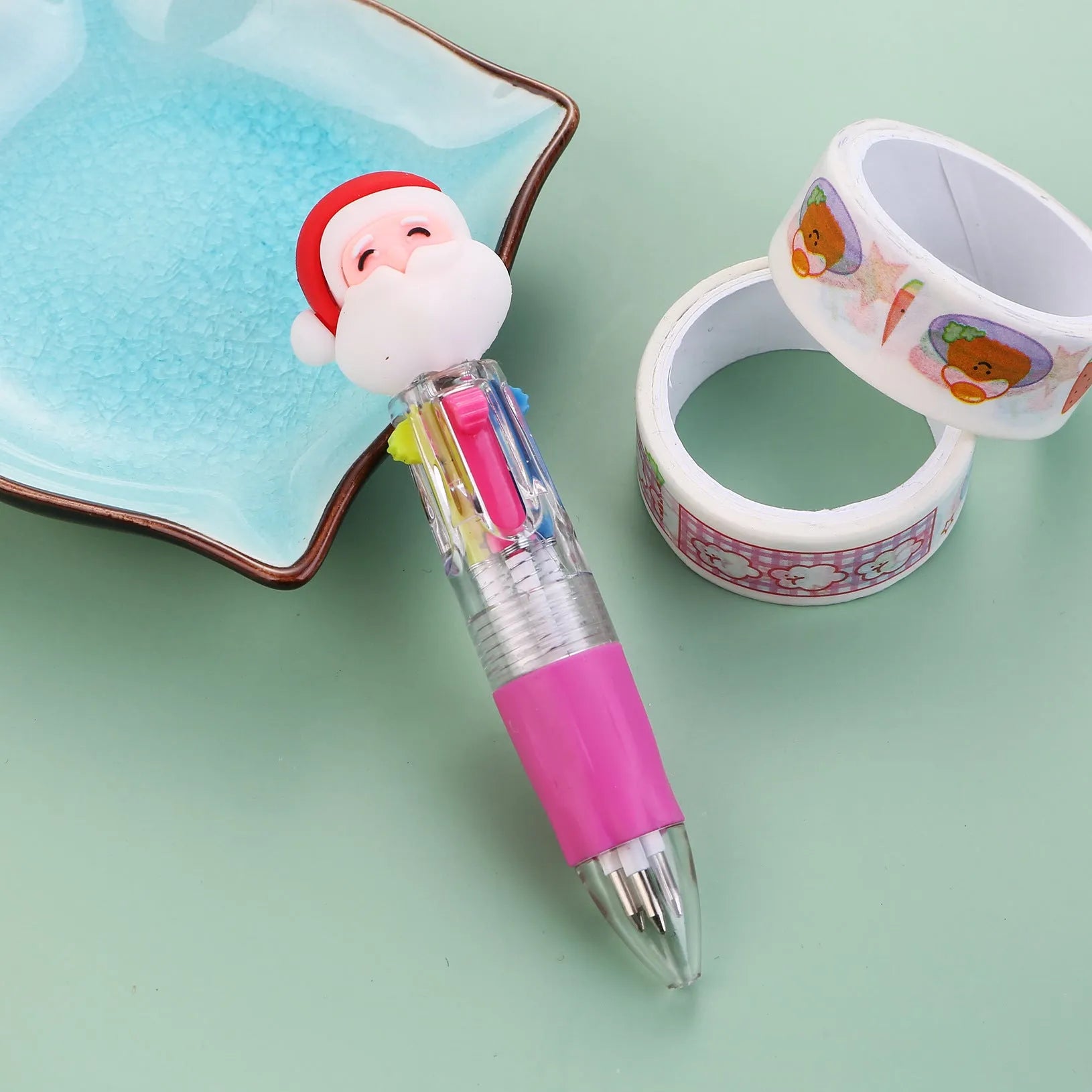 Christmas four-colour press ballpoint pen showing 11cm length with festive designs