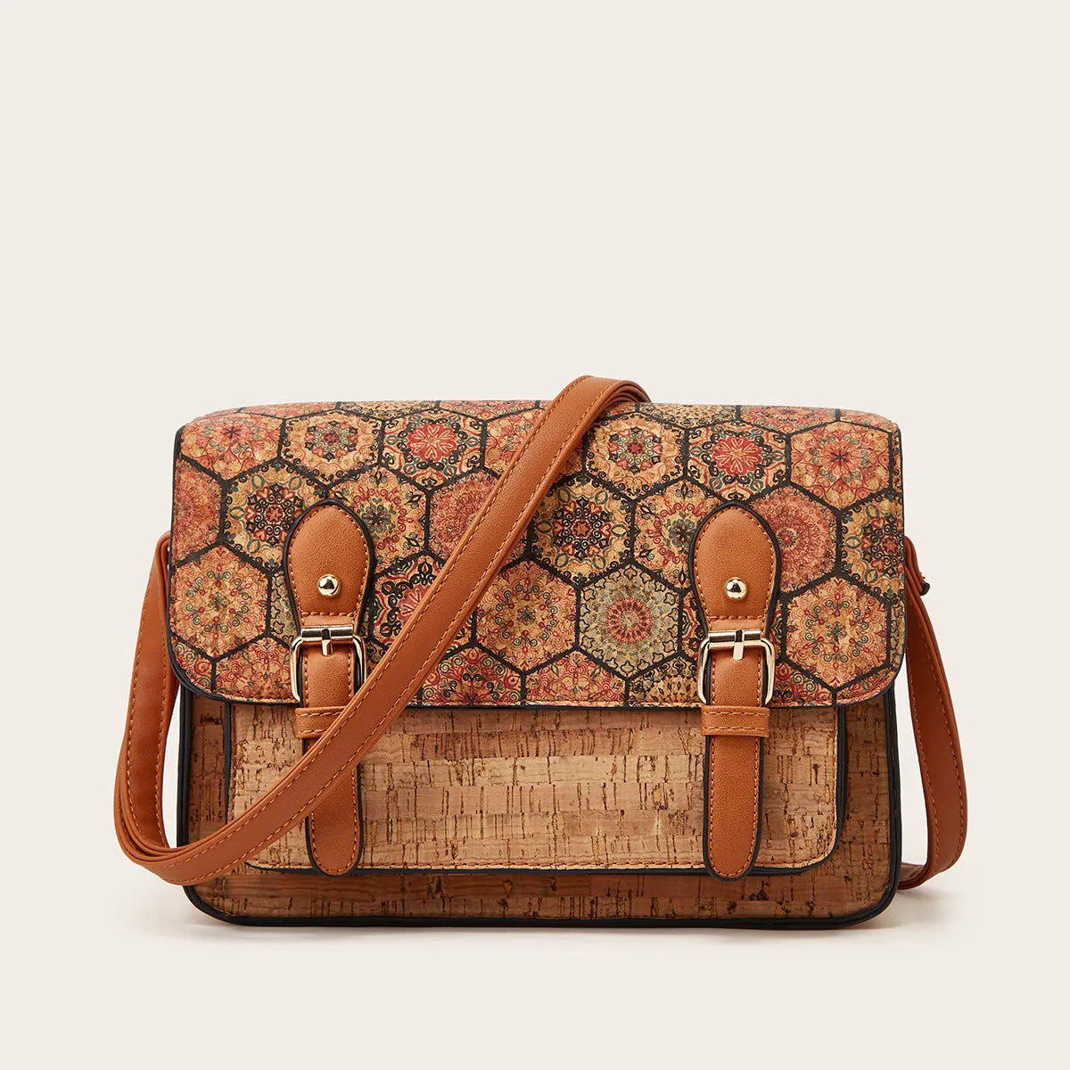Women's printed one-shoulder crossbody bag in large capacity with square print design options
