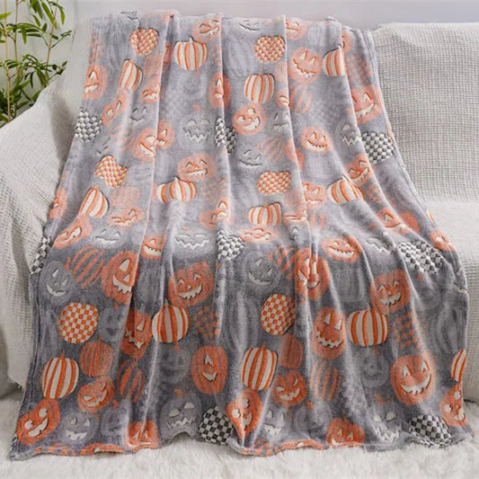 Children's cartoon print flannel blanket for air conditioner use on sofa