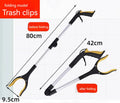 Folding aluminium alloy garbage pickup clamp with magnet sucker showing blue handle option