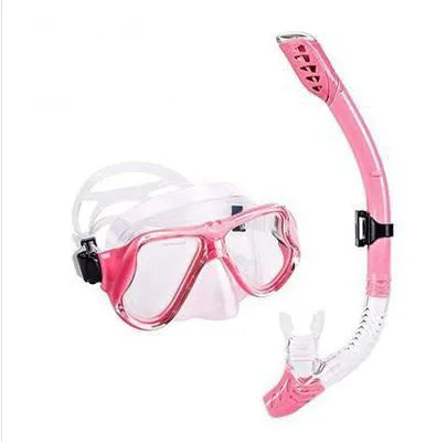 Diving goggles with anti-fog PC frame, glass lens and adjustable silicone strap in multiple colours