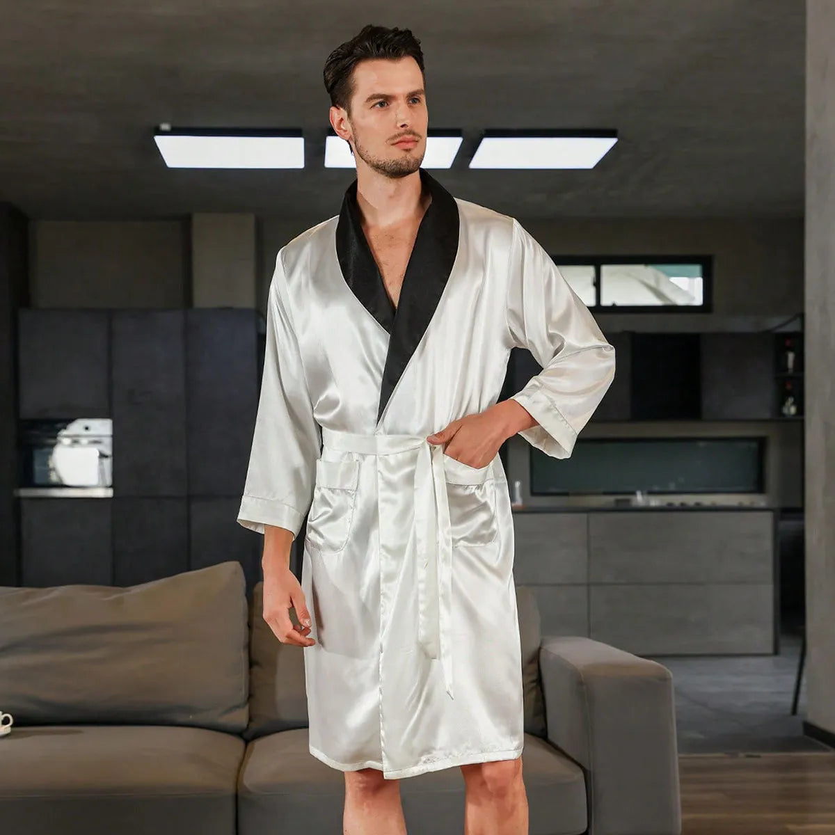 Men's rayon summer bathrobe in multiple colour options with continental sizing for home leisure wear