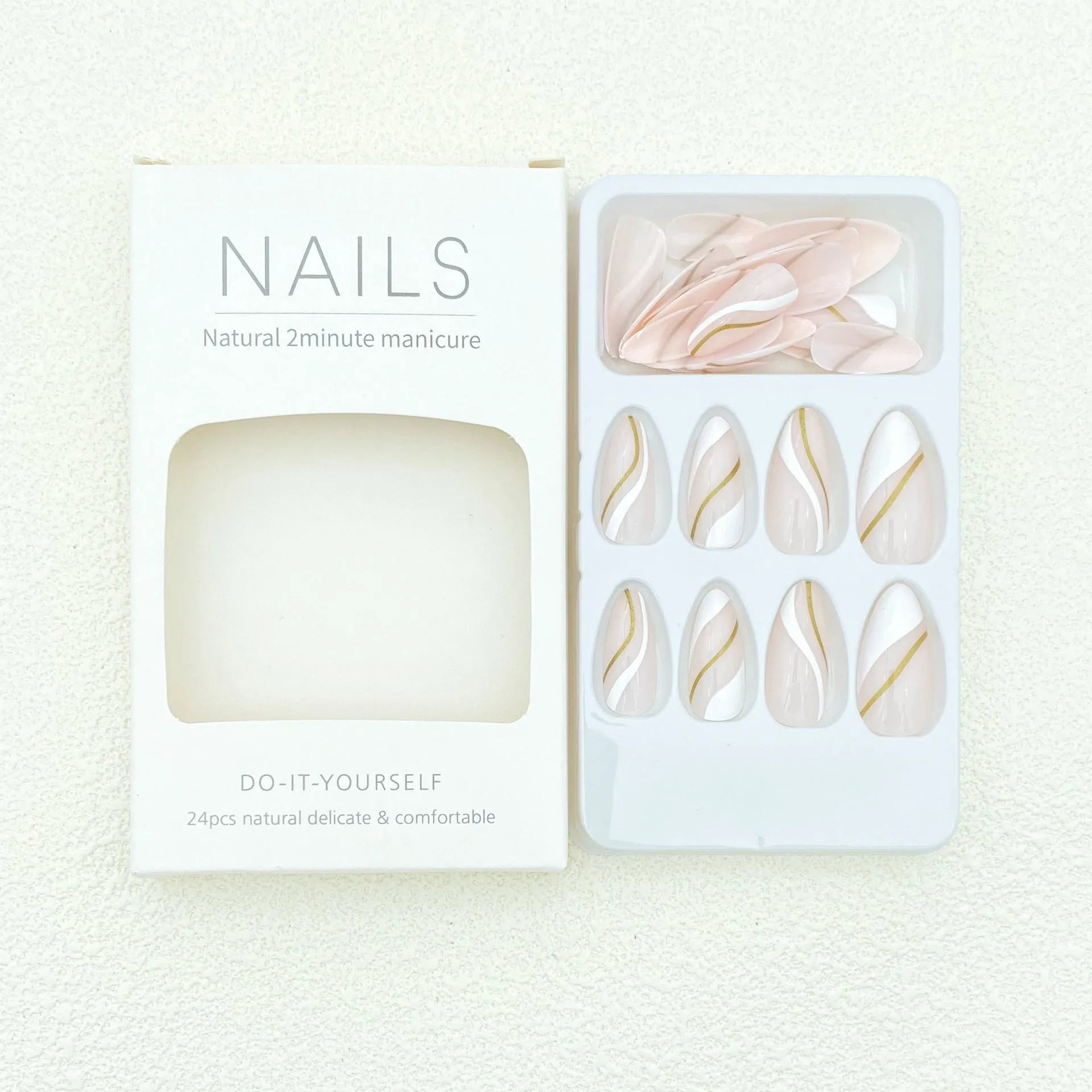 Golden Lines wearable nail stickers in medium drop shape plaid pattern with plastic armour and jelly glue