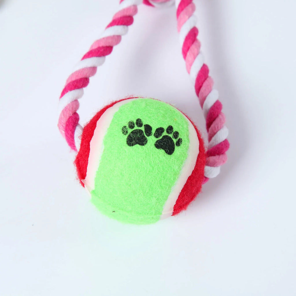 38 cm cotton braided dog tug rope toy in red and white colour pattern