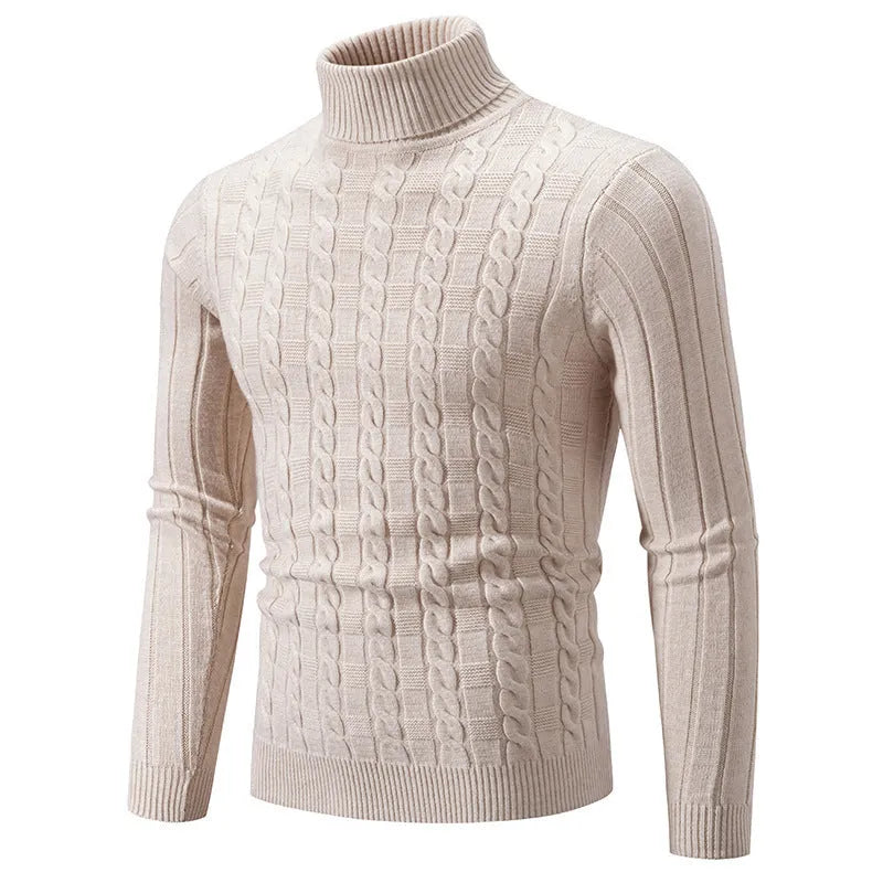 Men's slim fit chenille turtleneck pullover sweater in multiple colours