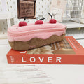 Cherry Cake pattern velvet pencil bag with zip closure in Korean style