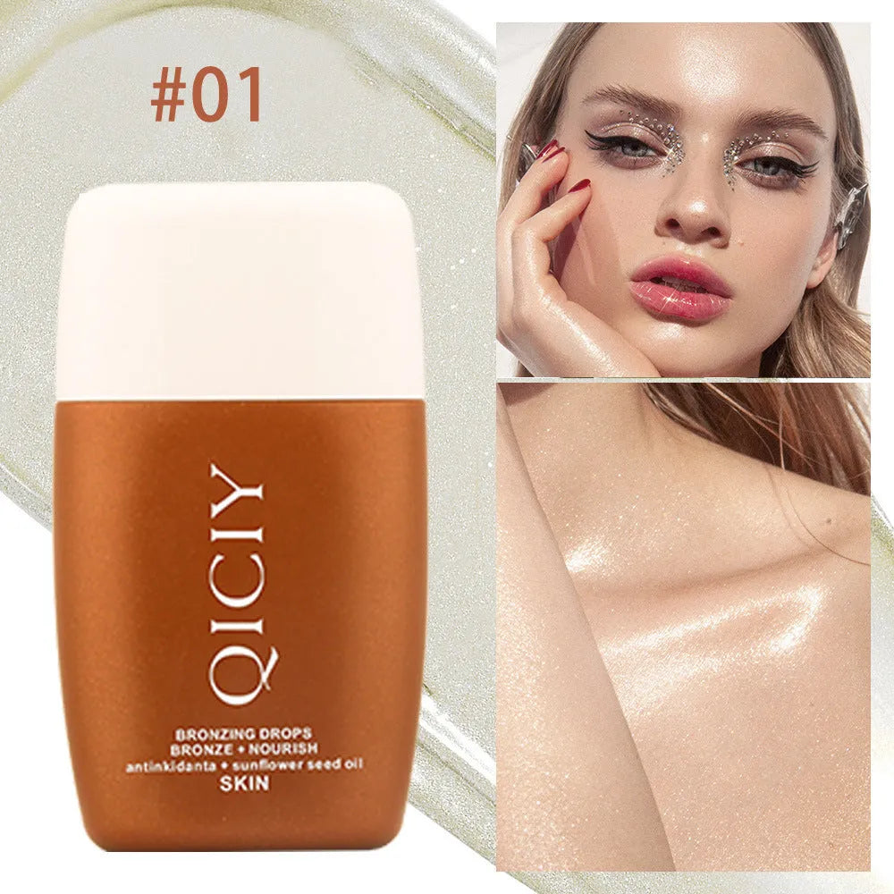 30ml face and body highlight contour liquid bottle with four shade options for natural brightening