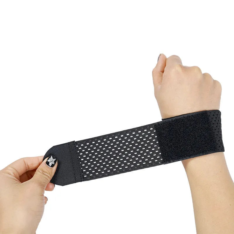 Elasticated athletic wristguard in black, grey or pink colour with breathable construction