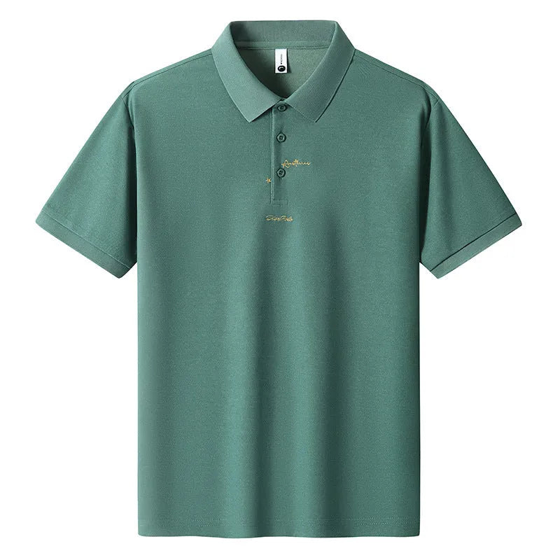 Men's loose-fit cotton t-shirt with short sleeves and a printed letter pattern, shown in various colours.
