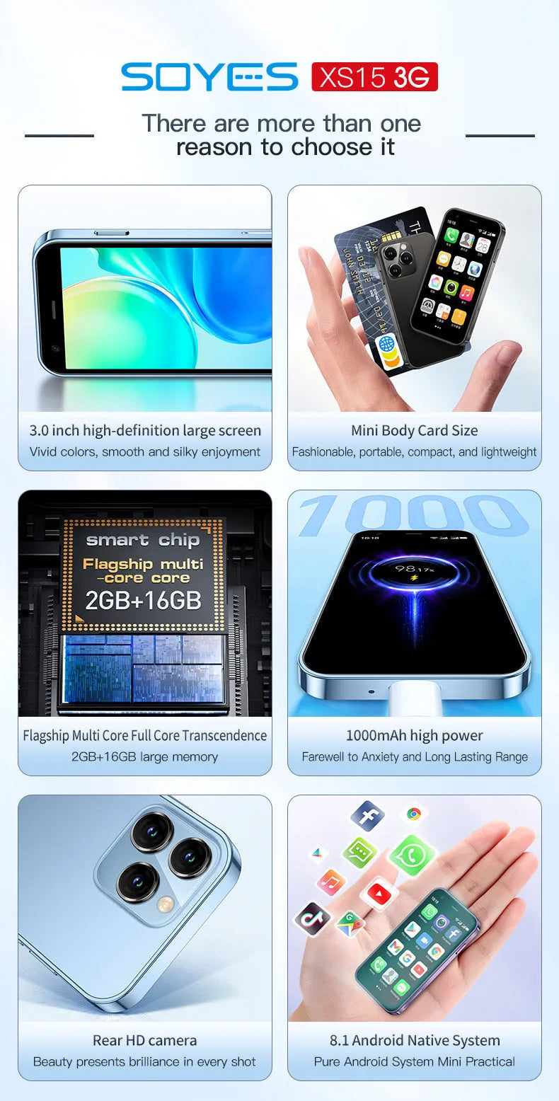 S23PRO & XS15 mini smartphone with 30cm screen in black, green or pink purple colours