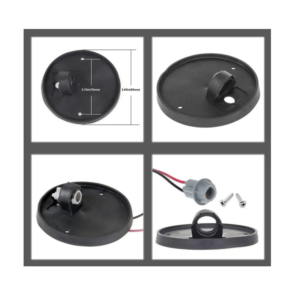 Five yellow LED roof cab marker lights for trucks with bases, bulbs, screws, and wiring sockets.