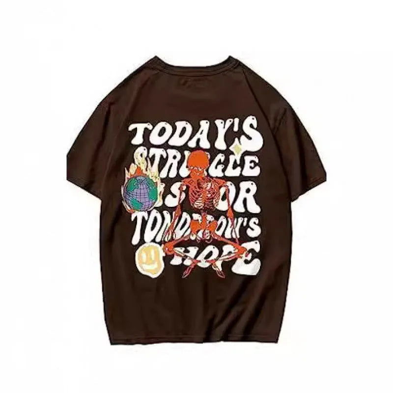 Men's printed street short-sleeved sports t-shirt showing digital pattern on polyester fabric