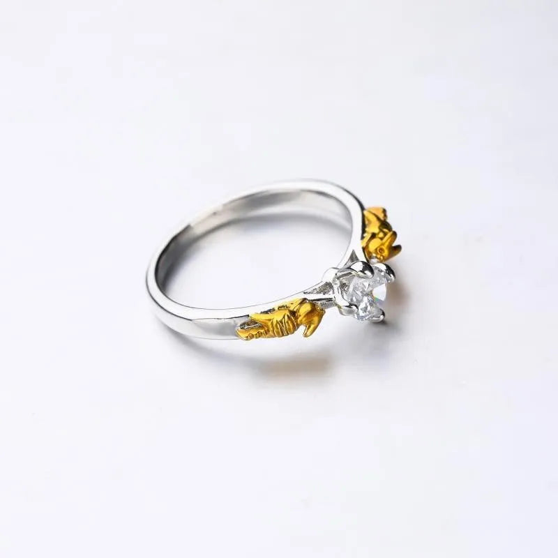Crown modelling crystal ring in black gold colour on copper for cosplay jewellery
