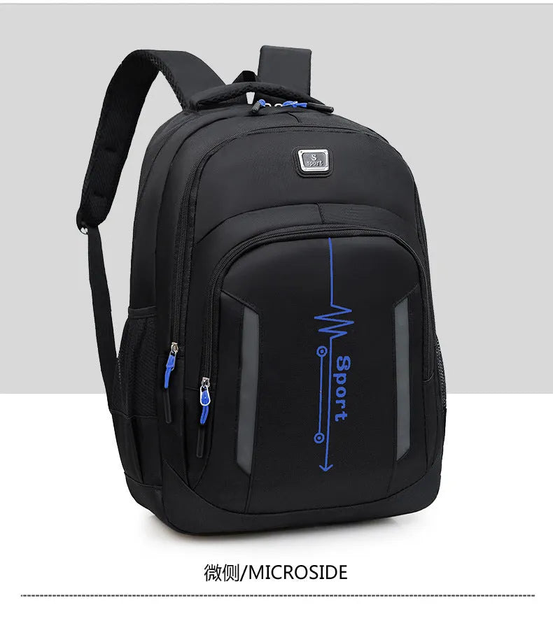 Capacity backpack in oxford cloth with airpillow straps showing sewing line details