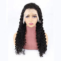 Human hair half lace wig in a solid colour shown at a medium length