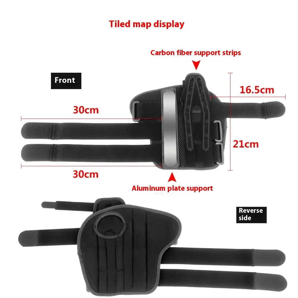 Carbon fibre wrist guard with thumb strap in black and grey for gym workouts