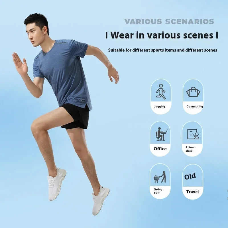 Men's solid colour low-waist basketball shorts made from polyester fabric.