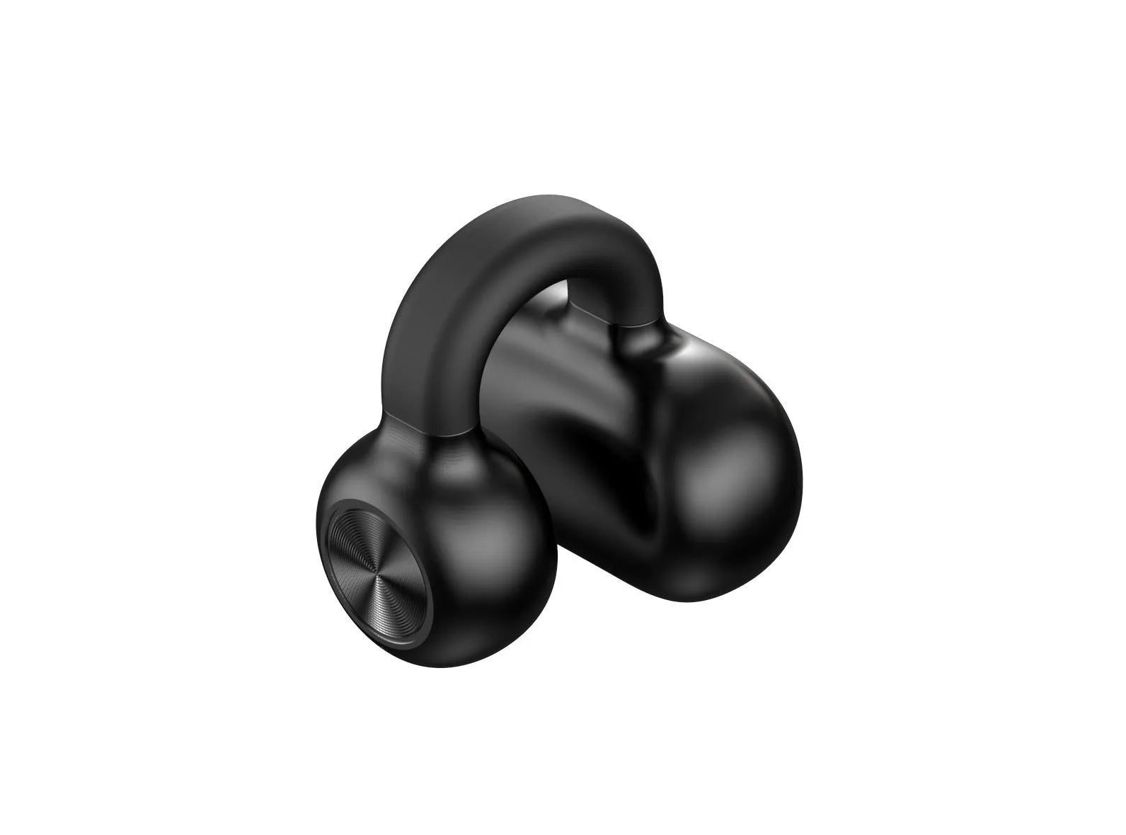 Black wireless Bluetooth clip-on headset with bone conduction technology for exercise
