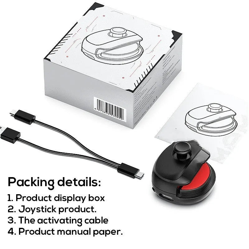 Black and white USB game stick controller showing compact size and joystick design.
