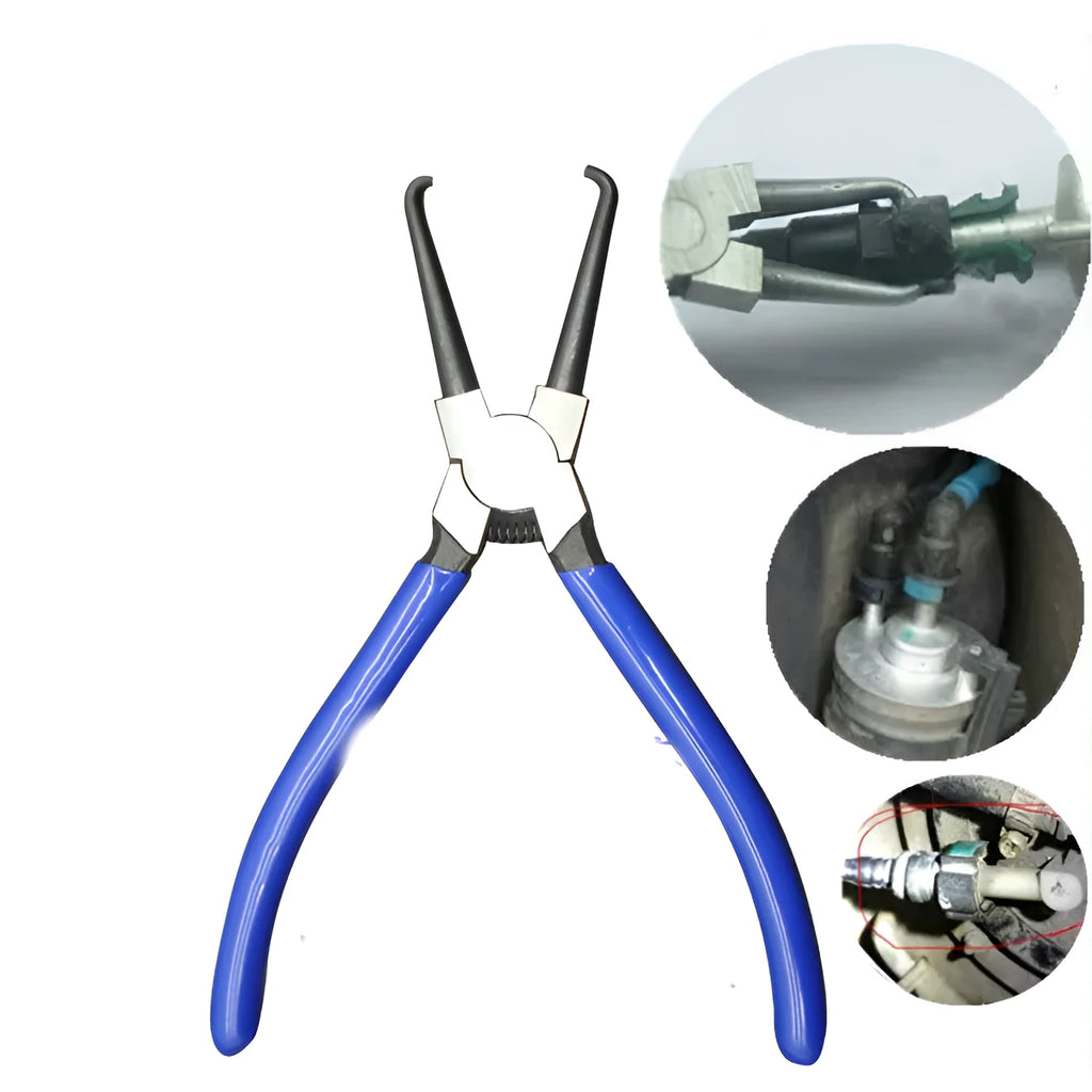 Caliper tubing pliers for fuel line maintenance with special connector removal jaws in L and S sizes