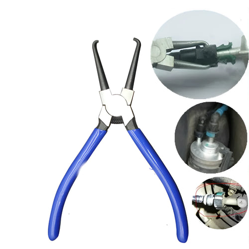 Caliper tubing pliers for fuel line maintenance with special connector removal jaws in L and S sizes