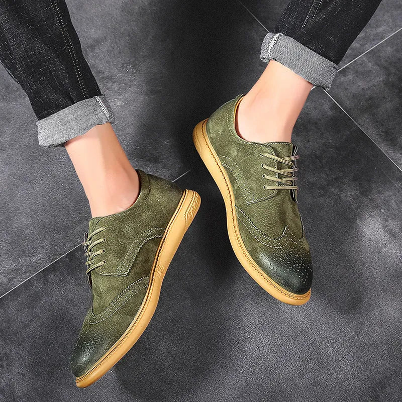 Men's black business formal leather shoes with lace-up design and rubber sole