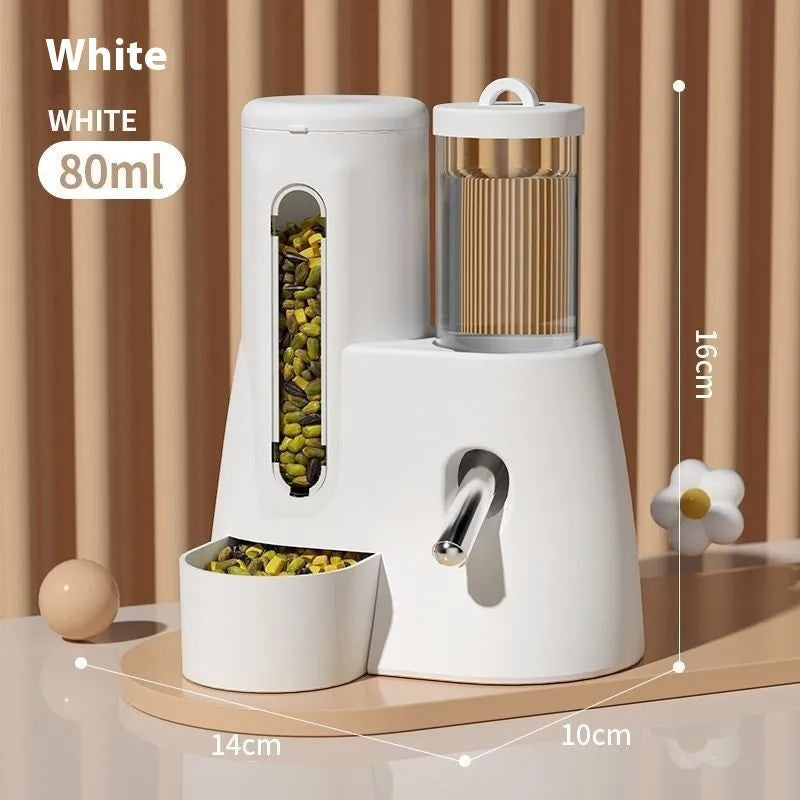 Hamster automatic drinking water feeder and food basin in blue, pink or white colours